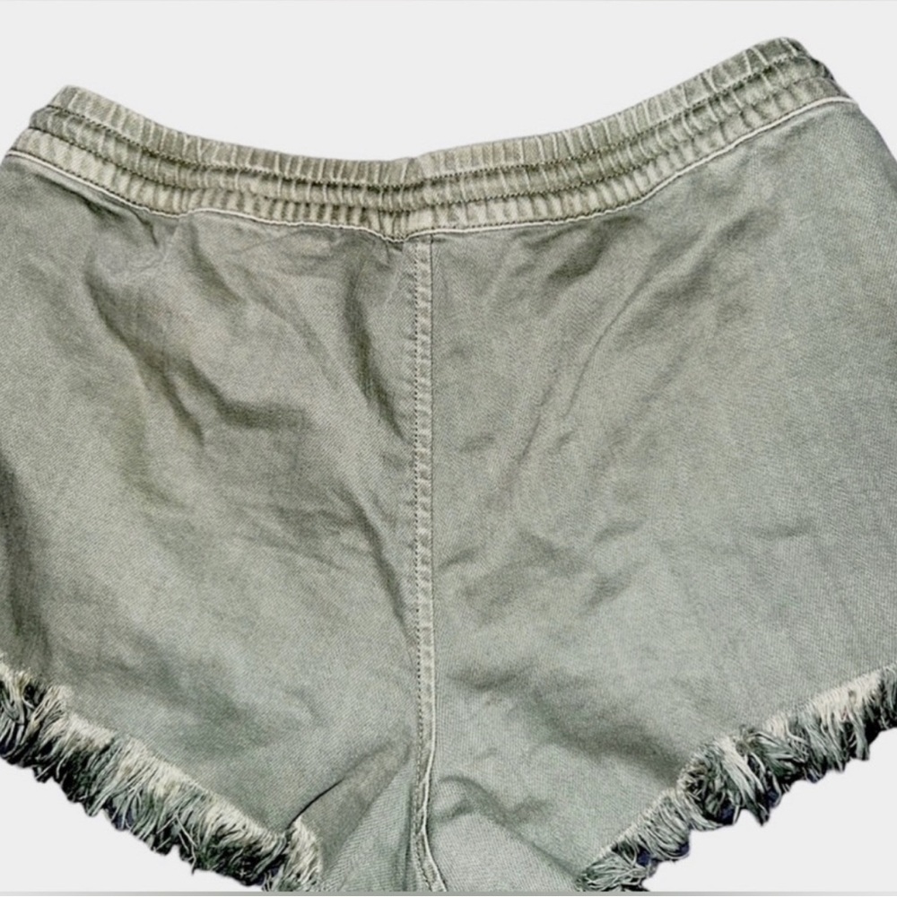 Aerie American Eagle Women's Drawstring Waist Raw Hem Shorts Olive Green Size S - Picture 2 of 3